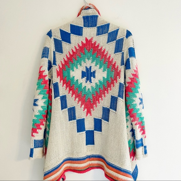 Lauren Ralph Lauren Southwestern Inspired Blanket Draped Cardigan Sweater S/M - Picture 3 of 13